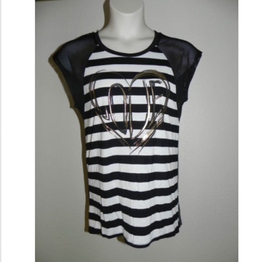 Seven7 Shirt Black White Small Womens NWT